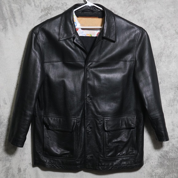 Timberland Other - Vintage Timberland Leather Field Jacket Mens XL Black Genuine Leather Long Coat